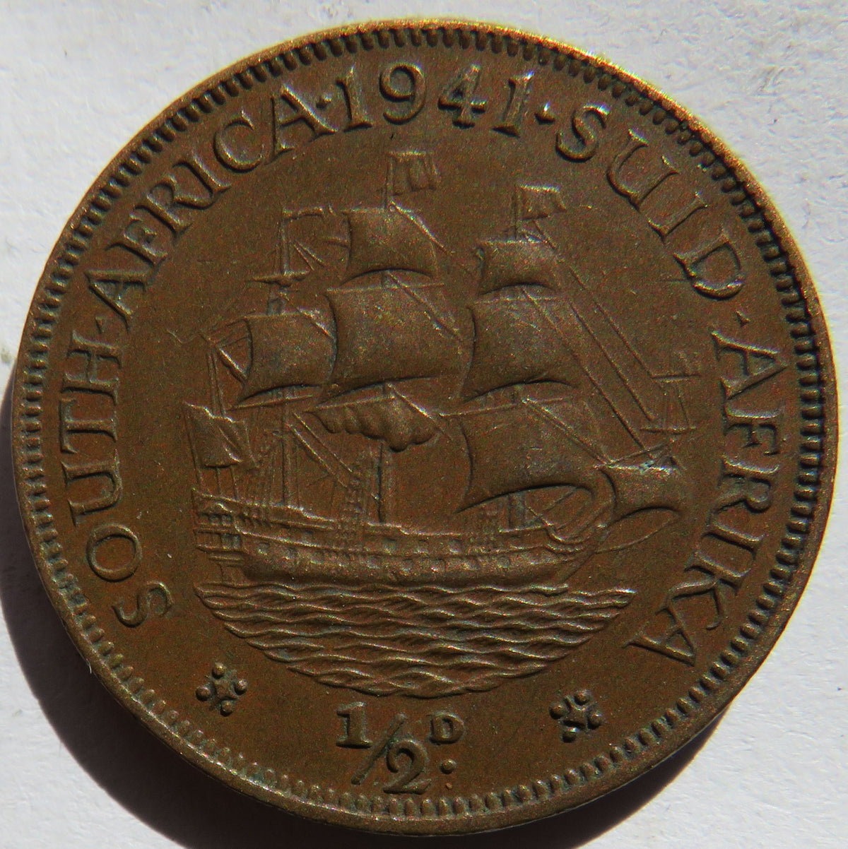 1941 King George VI South Africa Halfpenny Coin