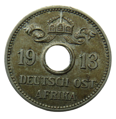 1913-A German East Africa 5 Heller Coin