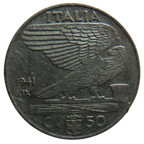 1941 Italy 50 Centesimi Coin