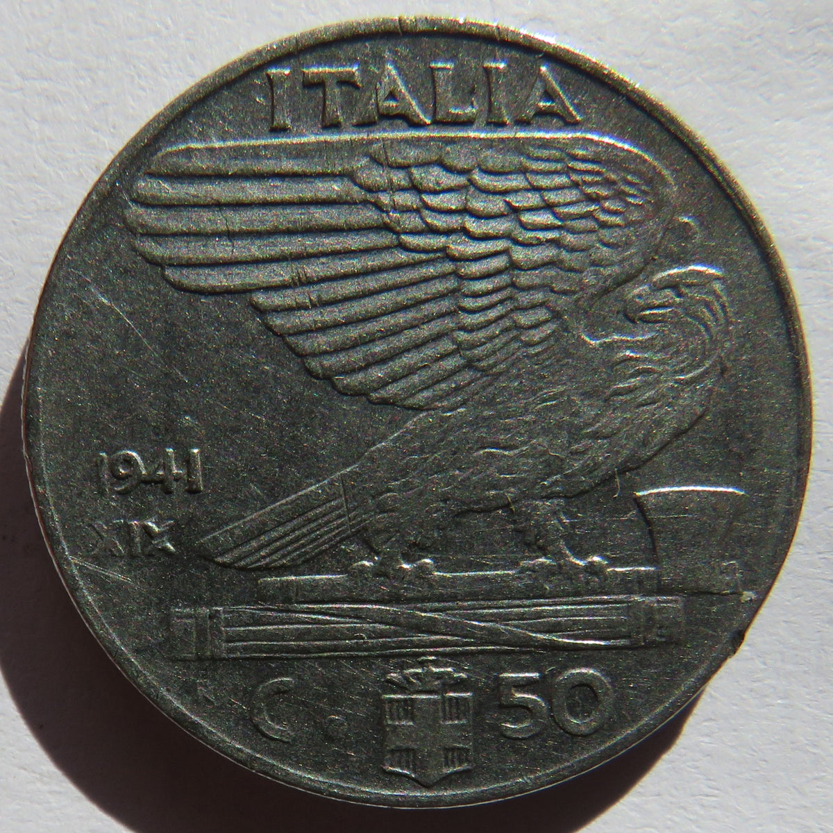 1941 Italy 50 Centesimi Coin