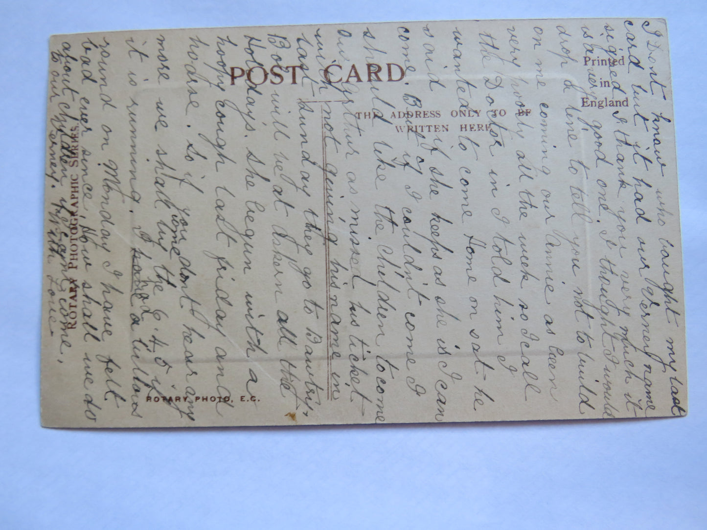 Vintage Postcard of The Dawn of Day , Rotary Photographic Series