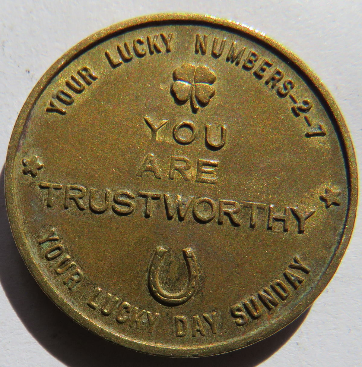 "Your Lucky Numbers 2-7" "Leo" Vintage Token