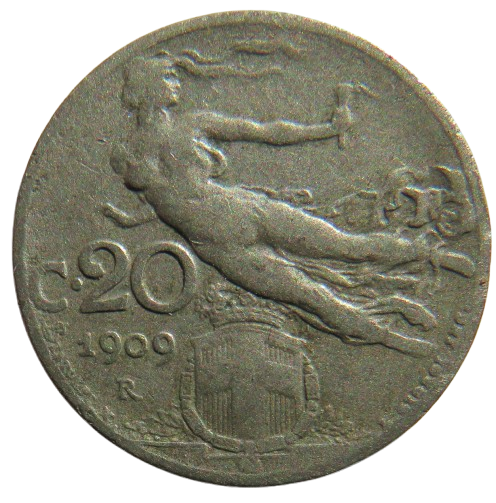 1909 Italy 20 Centesimi Coin