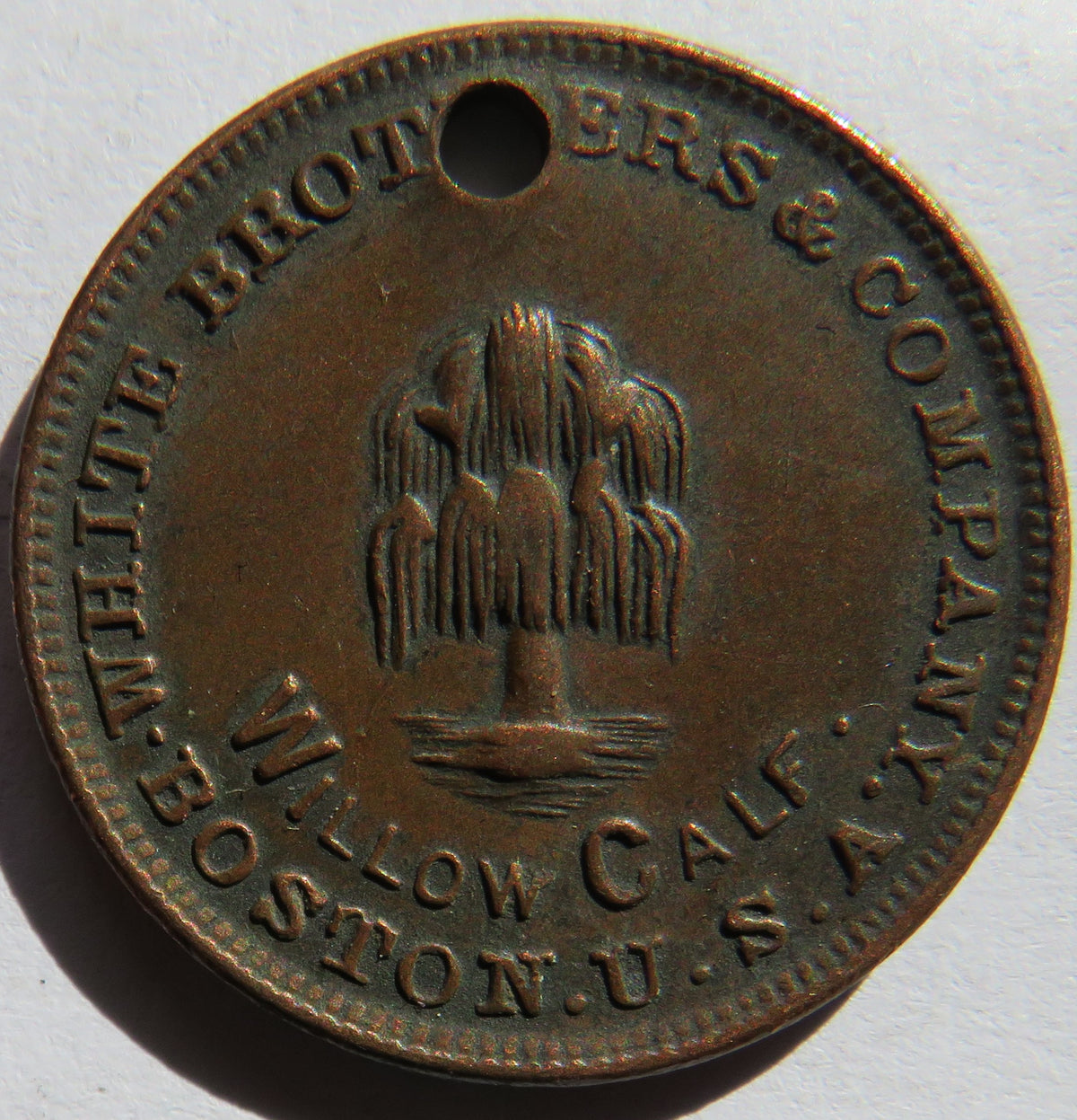 White Brothers & Company Boston U.S.A Willow Calf Token
