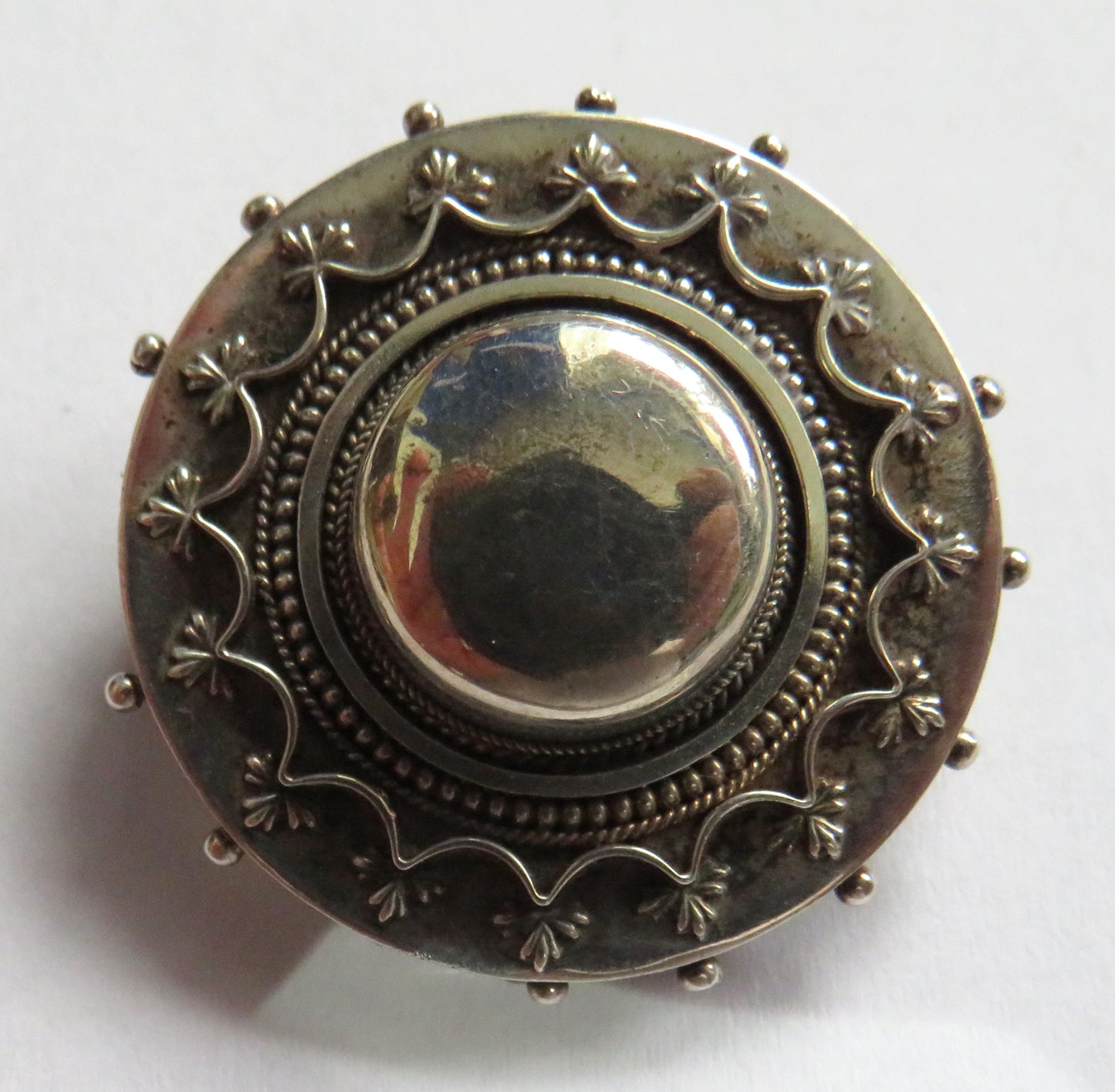 Antique Victorian Ladies White Metal Morning Brooch