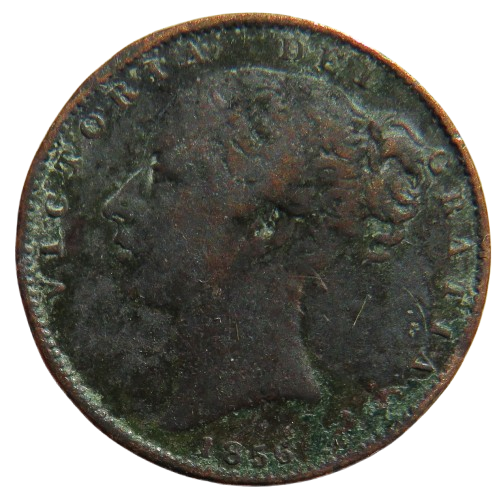 1856 Queen Victoria Young Head Farthing Coin - Great Britain