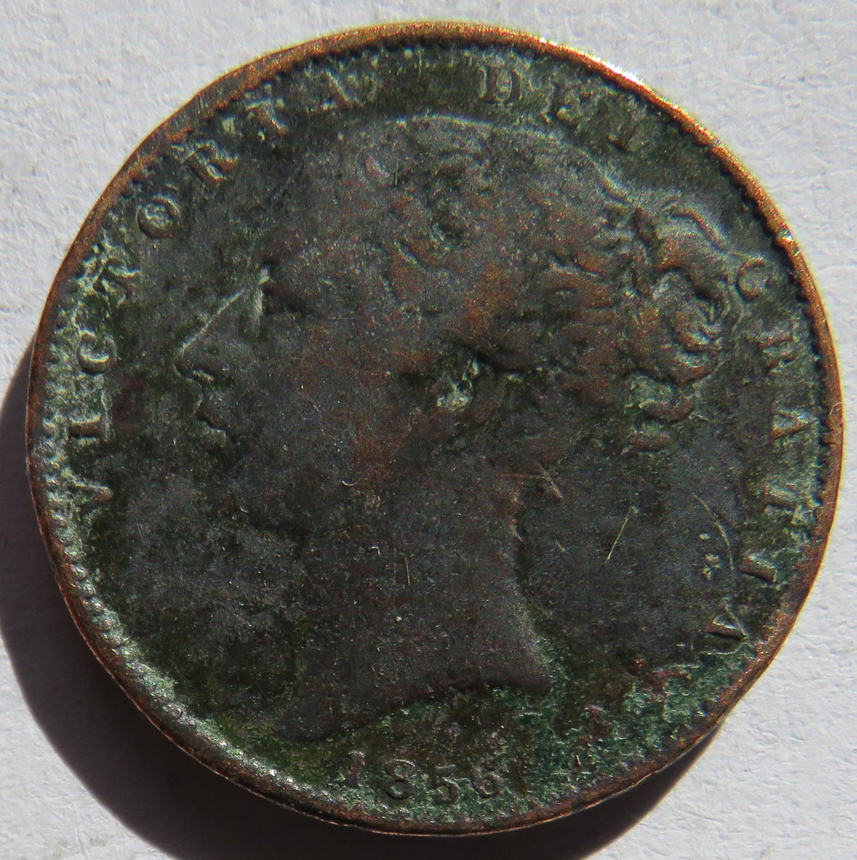 1856 Queen Victoria Young Head Farthing Coin - Great Britain