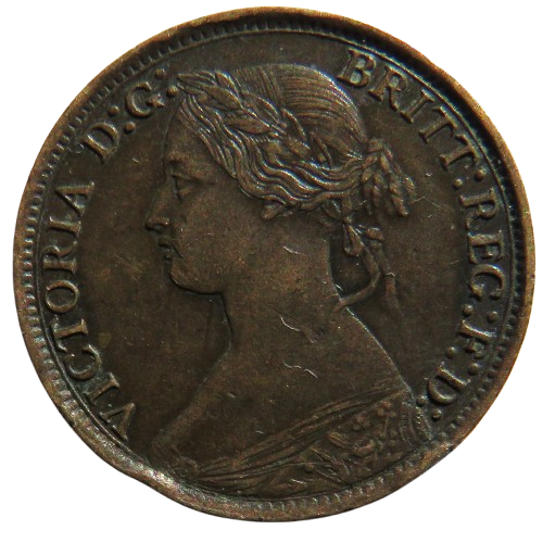 1867 Queen Victoria Bun Head Farthing Coin - Great Britain