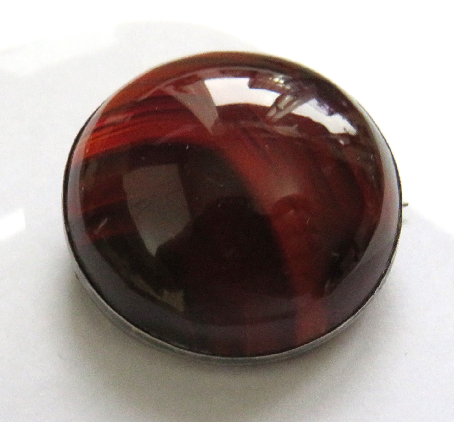 Antique White Metal & Banded Agate Scottish Brooch