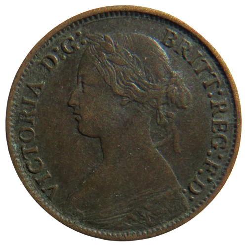 1861 Queen Victoria Bun Head Farthing Coin - Great Britain