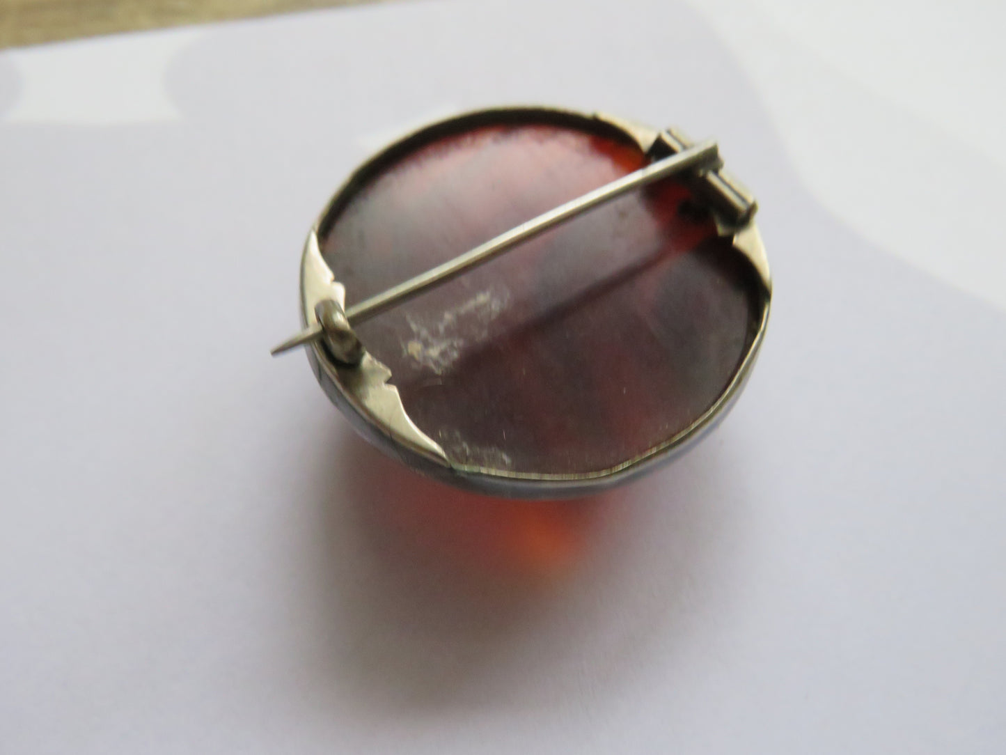 Antique White Metal & Banded Agate Scottish Brooch