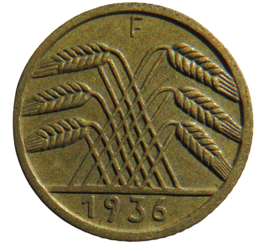 1936-F Germany - Weimar Republic 5 Reichspfennig Coin