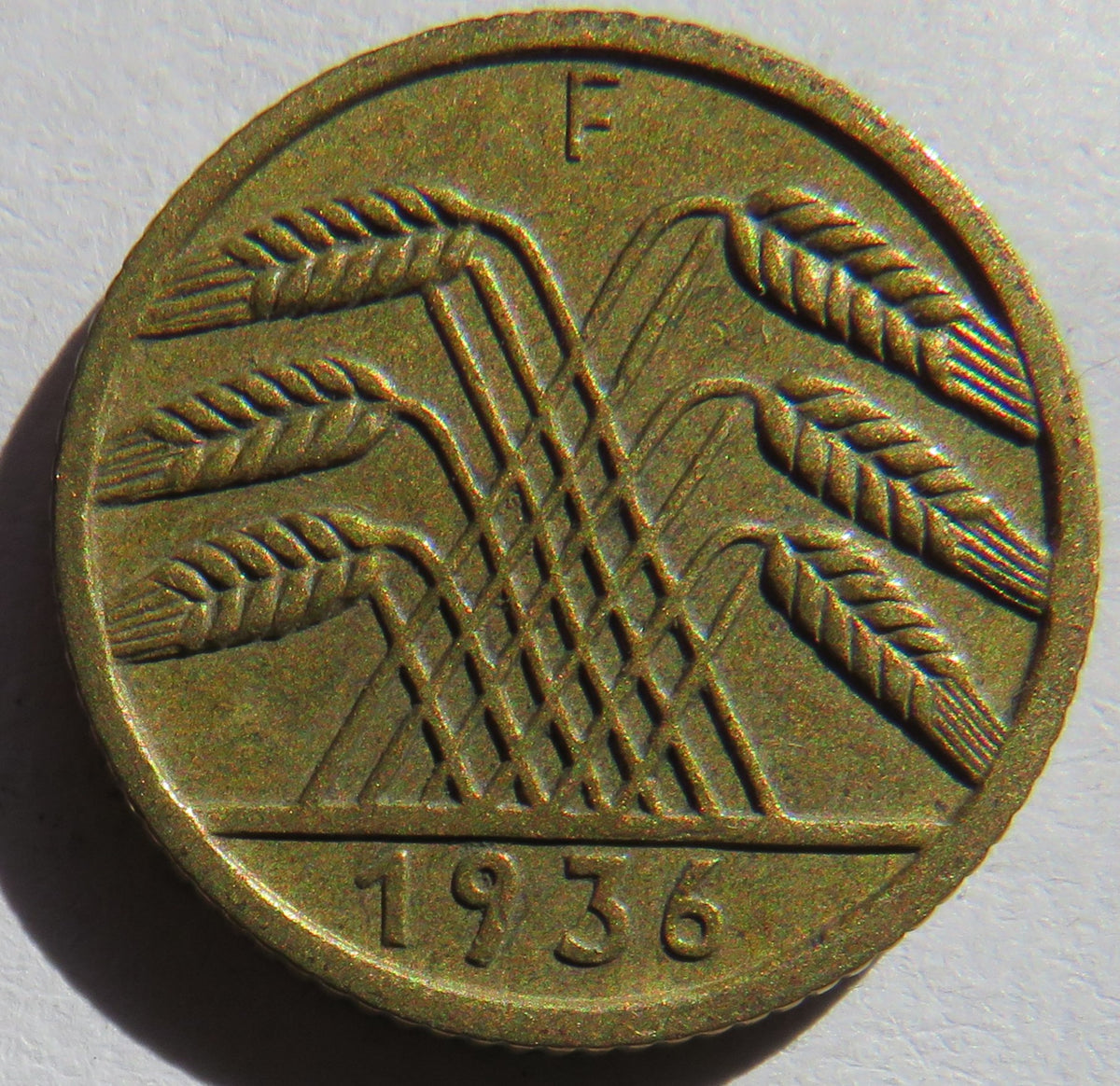 1936-F Germany - Weimar Republic 5 Reichspfennig Coin