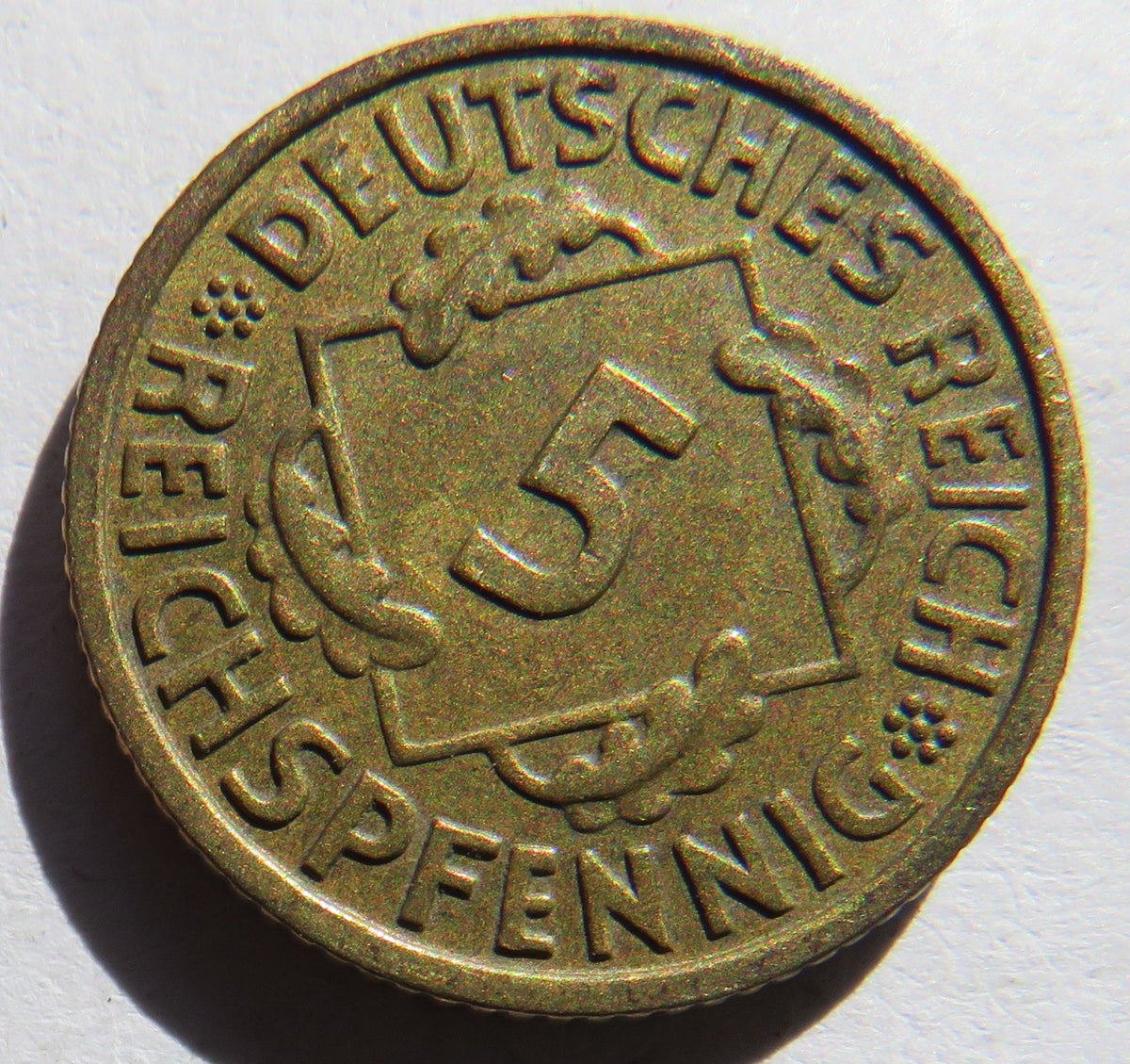 1936-F Germany - Weimar Republic 5 Reichspfennig Coin