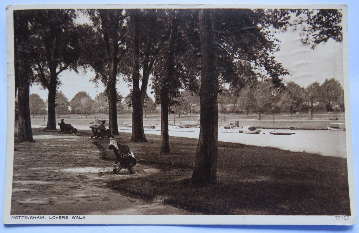 Vintage Postcard of Nottingham, Lovers Walk, 1941