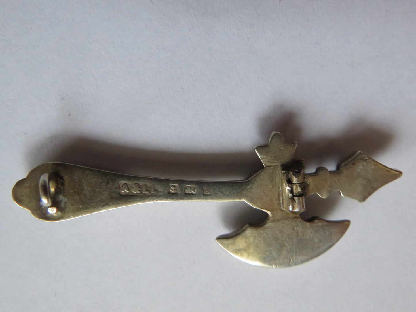 Vintage Scottish Silver & Agate Axe Brooch