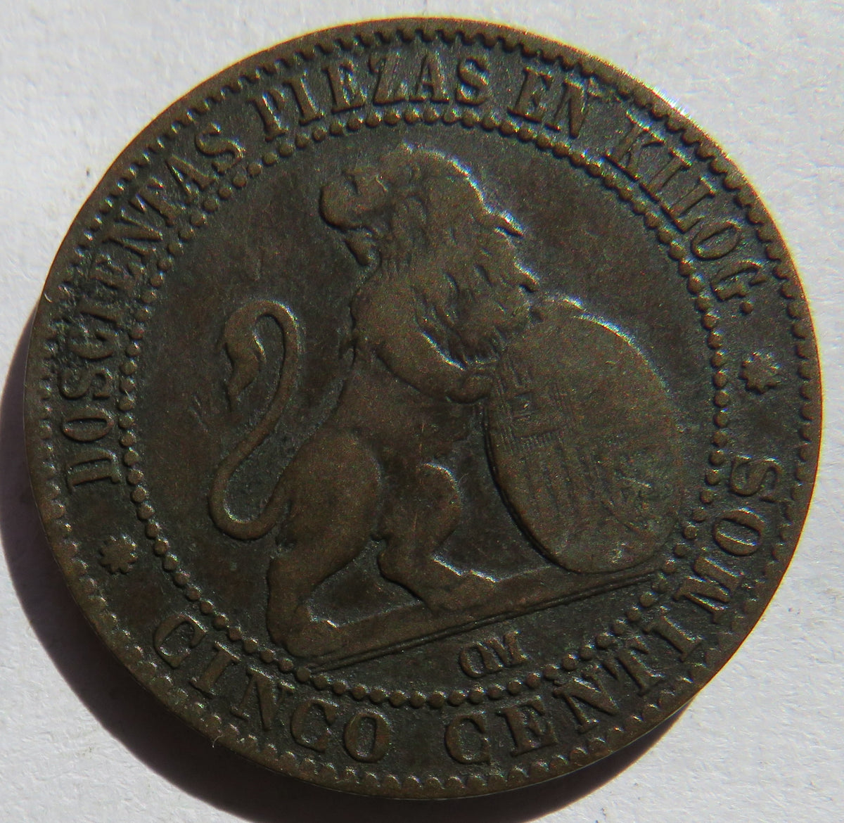 1870 Spain 5 Centimos Coin