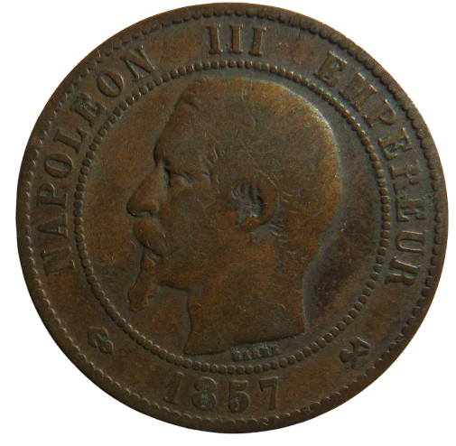 1857-B France Napoleon III 10 Centimes Coin