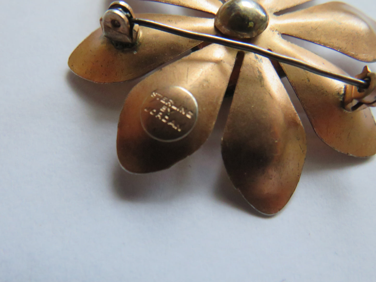 Ladies Rose Gold Plated Sterling Silver Floral Brooch By Jordan