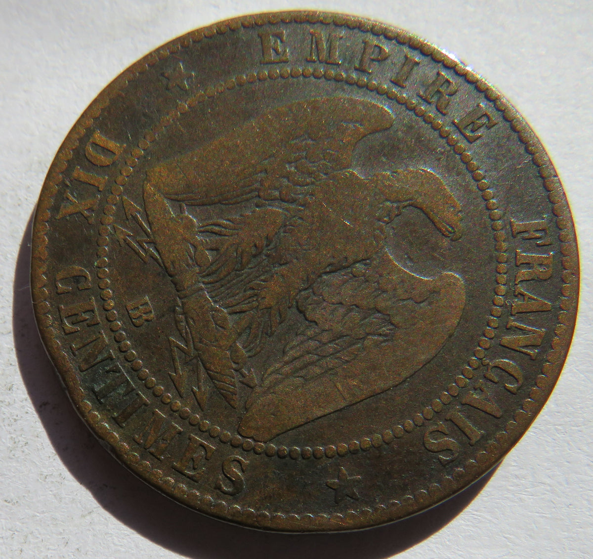 1865-BB France Napoleon III 10 Centimes Coin