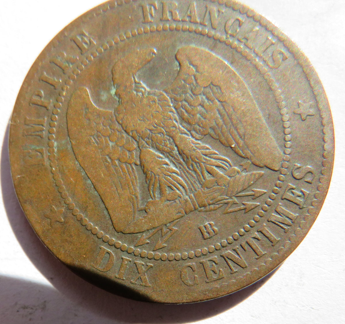 1862-BB France Napoleon III 10 Centimes Coin
