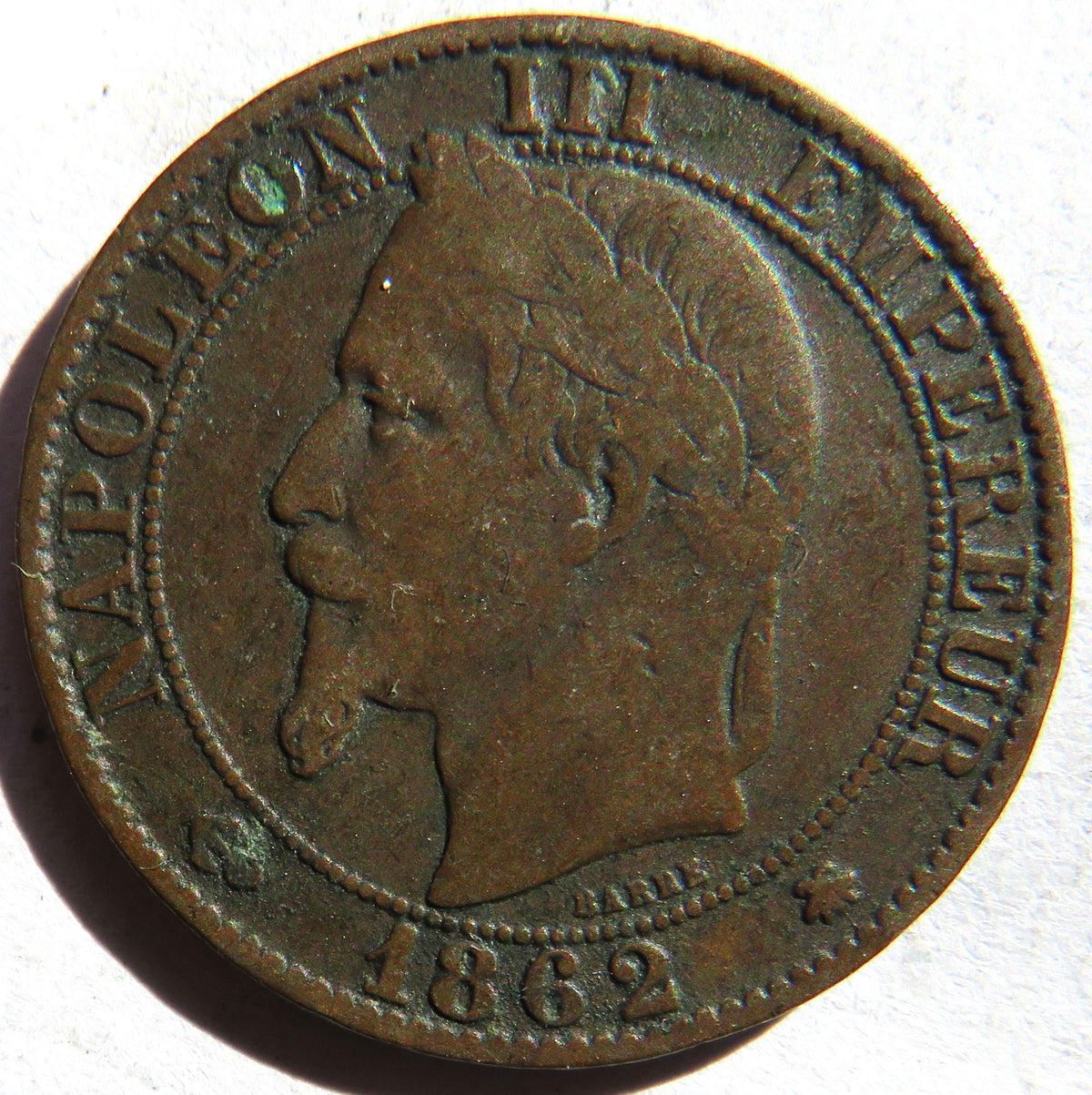 1862-A France Napoleon III 5 Centimes Coin