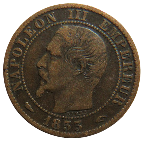 1853-A France Napoleon III 5 Centimes Coin