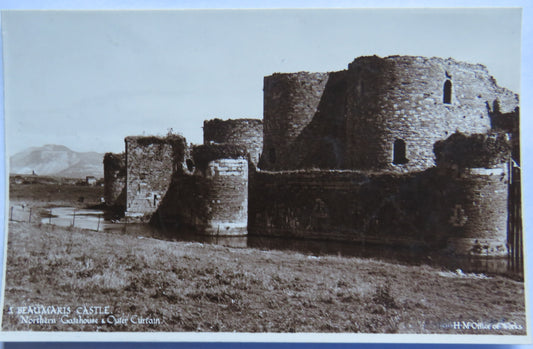 Vintage Postcard of Beaumaris Castle, Northern Gatehouse & Outer Curtain