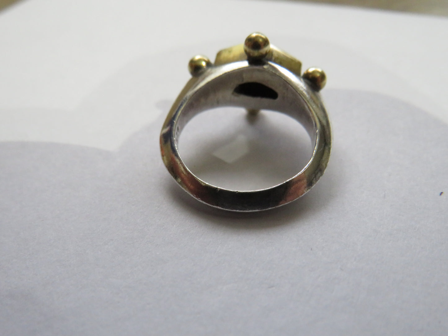 Stylish Ladies Sterling Silver, Gold & Lapis Lasuli Ring - UK Size M