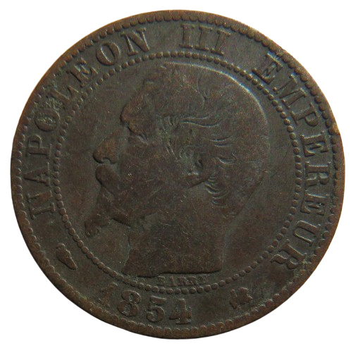 1854-K France Napoleon III 5 Centimes Coin