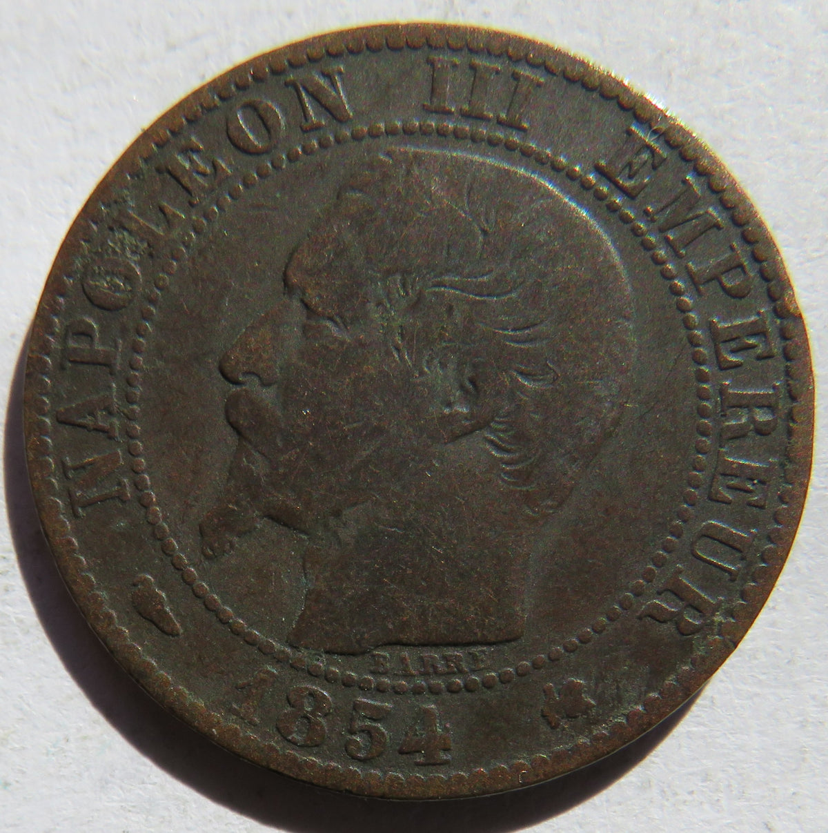 1854-K France Napoleon III 5 Centimes Coin