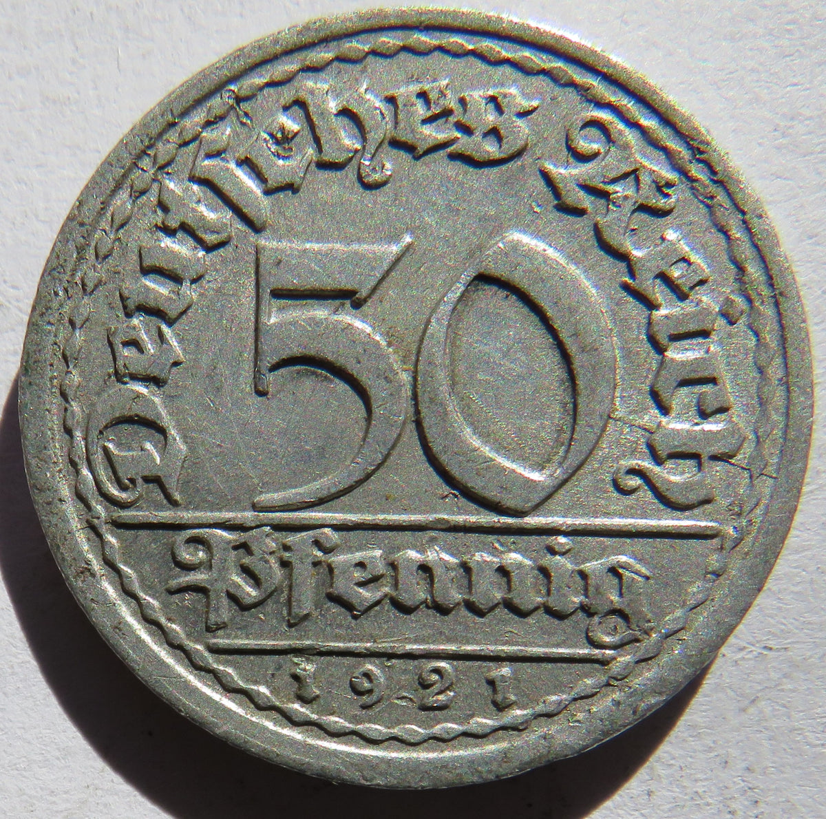 1921-J Germany 50 Pfennig Coin