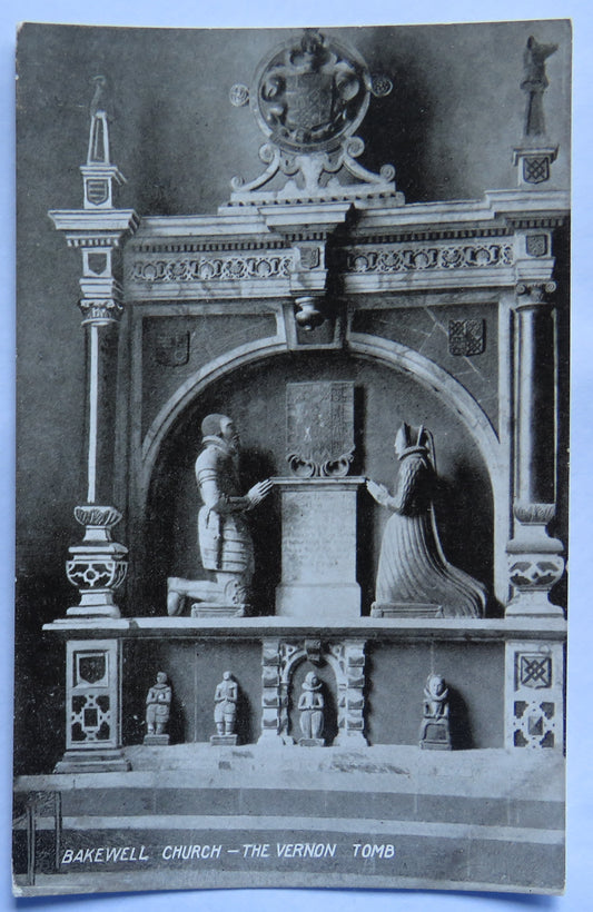 Vintage Postcard of Bakewell Church - The Vernon Tomb