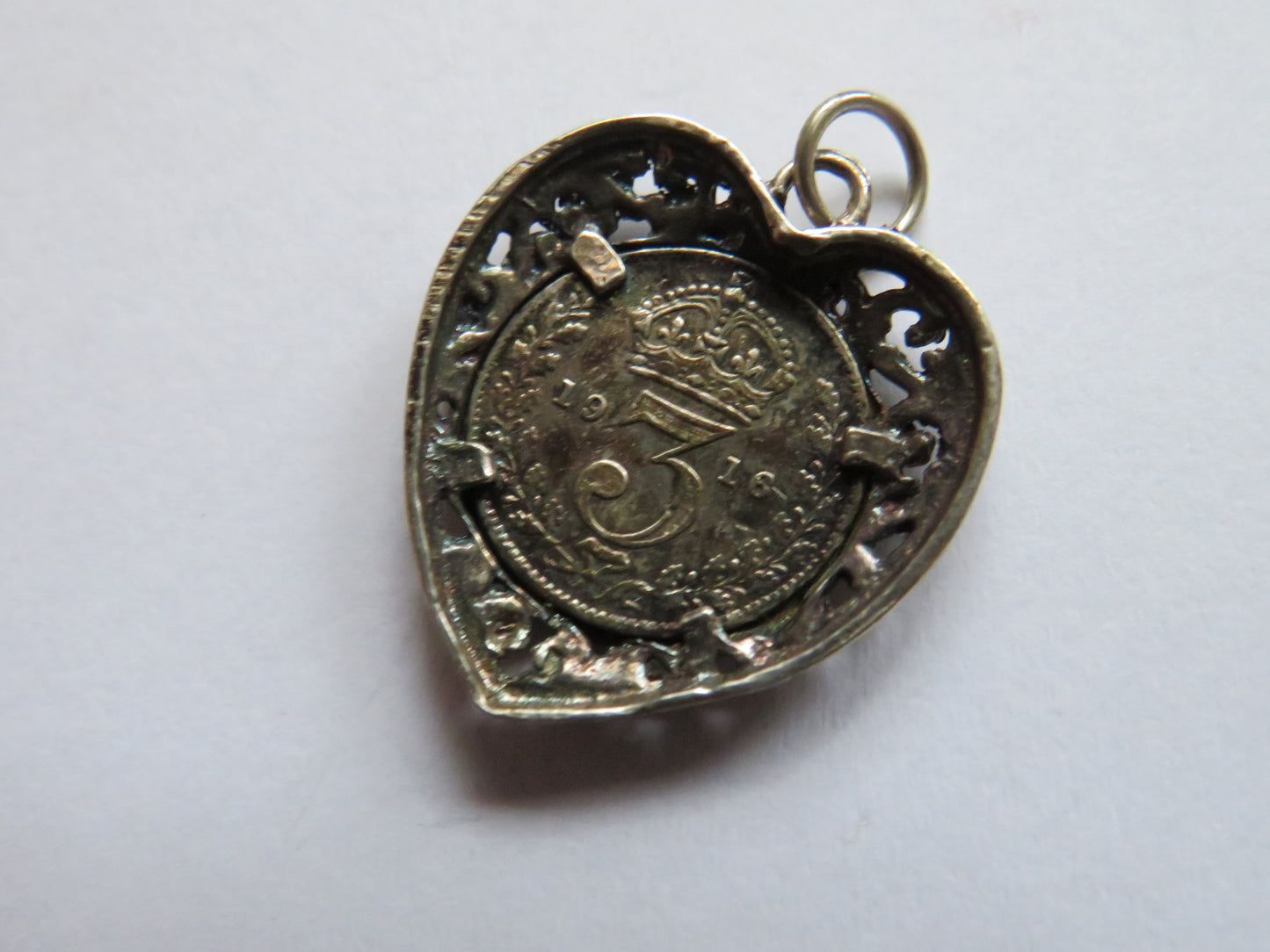 Vintage Pendant With 1916 Sterling Silver Threepence Coin