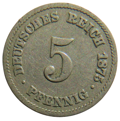1875-A Germany 5 Pfennig Coin