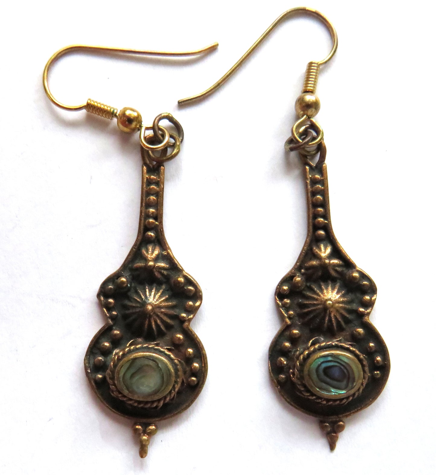 Vintage Pair of Sterling Silver, Gold Plated & Shell Ladies Earrings