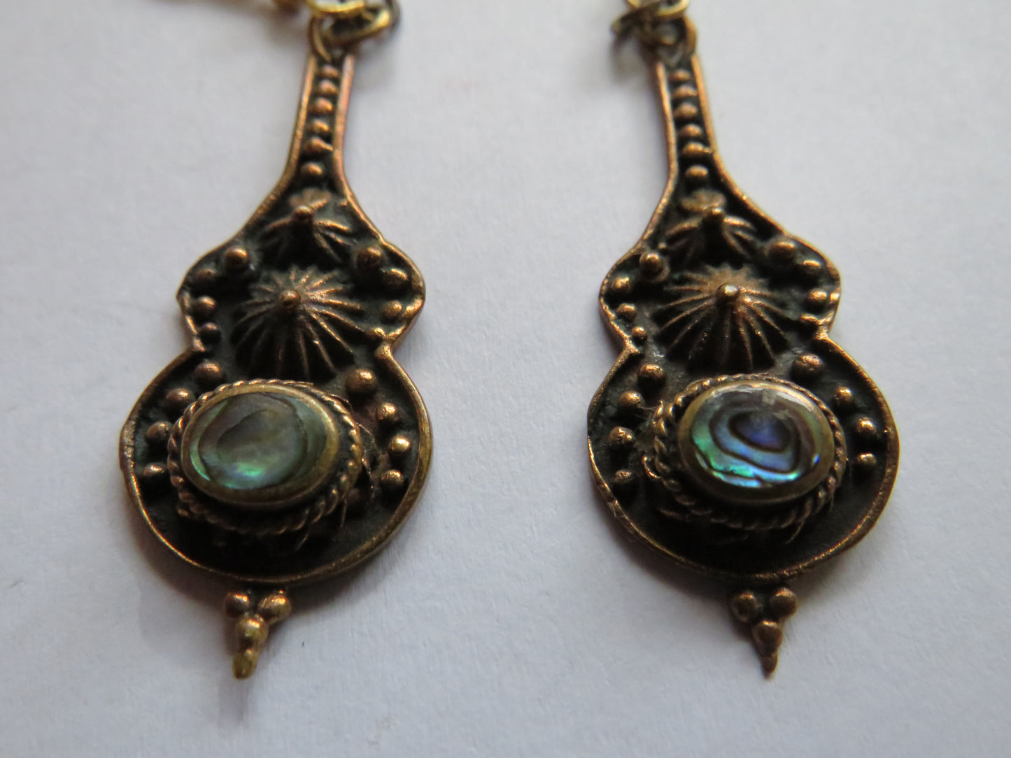 Vintage Pair of Sterling Silver, Gold Plated & Shell Ladies Earrings