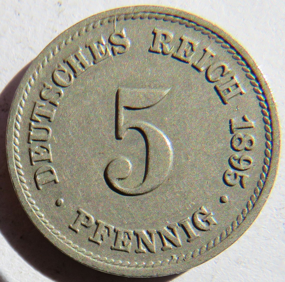 1895-F Germany 5 Pfennig Coin