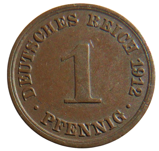 1912-A Germany One Pfennig Coin