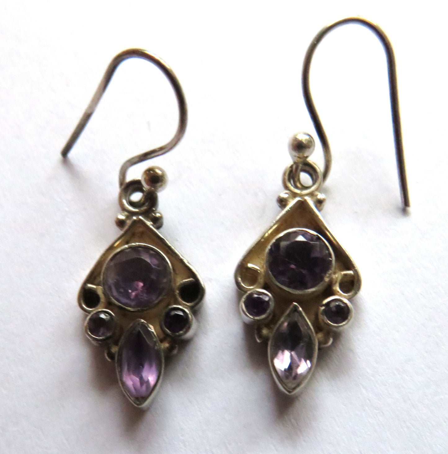 Pair of Sterling Silver & Purple Stone Ladies Earrings