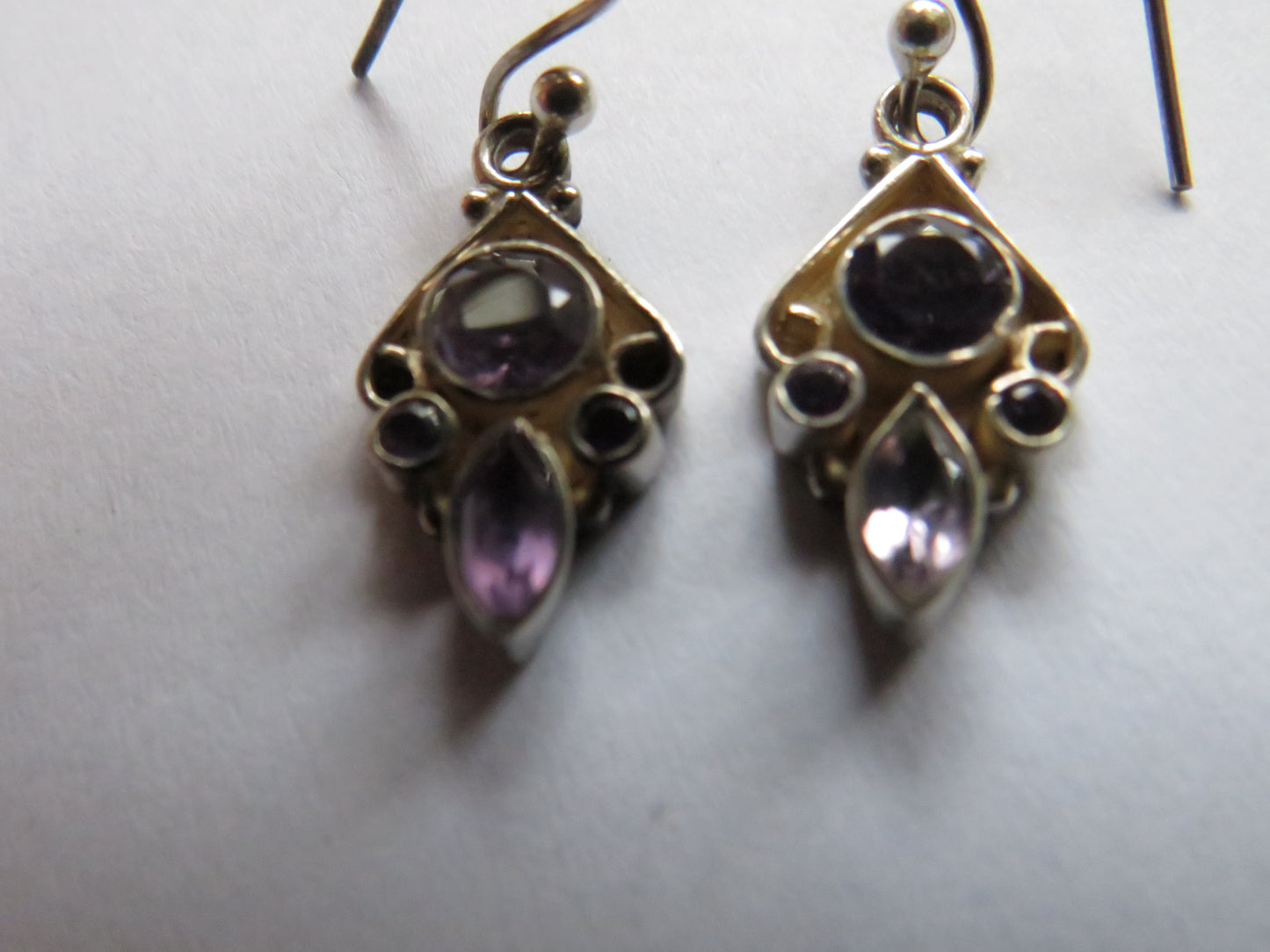 Pair of Sterling Silver & Purple Stone Ladies Earrings