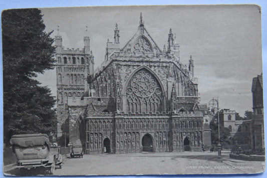 Vintage Postcard of West Front, Exeter Cathedral