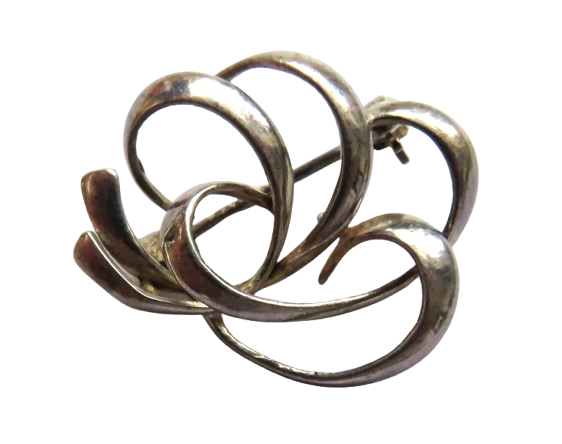 Stylish Ladies Sterling Silver Modernist Brooch