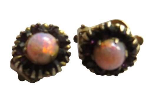 Vintage Pair of Ladies Silver Clip On Earrings Gold, Purple, Pink