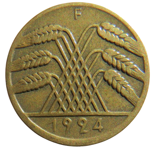 1924-F Germany - Weimar Republic 10 Rentenpfennig Coin