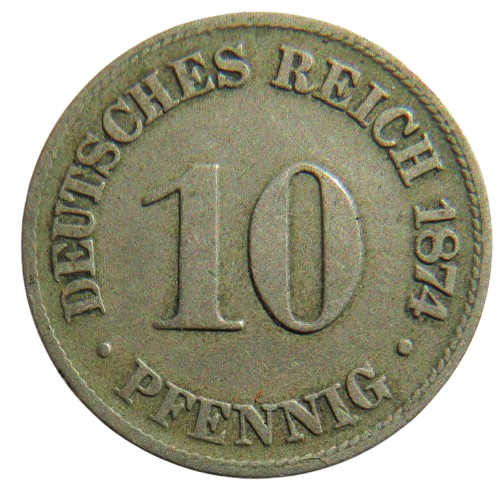 1874-C Germany 10 Pfennig Coin