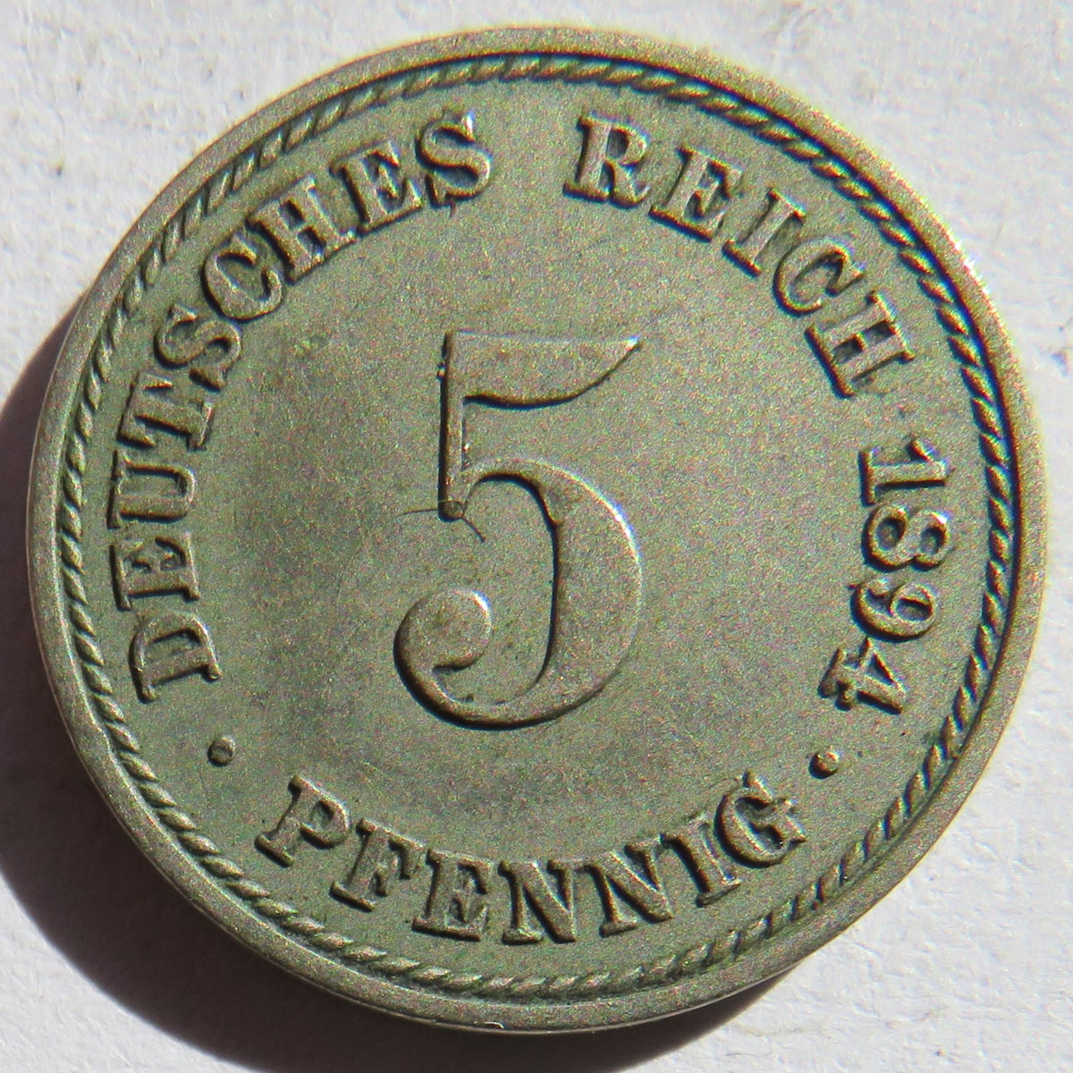 1894-A Germany 5 Pfennig Coin