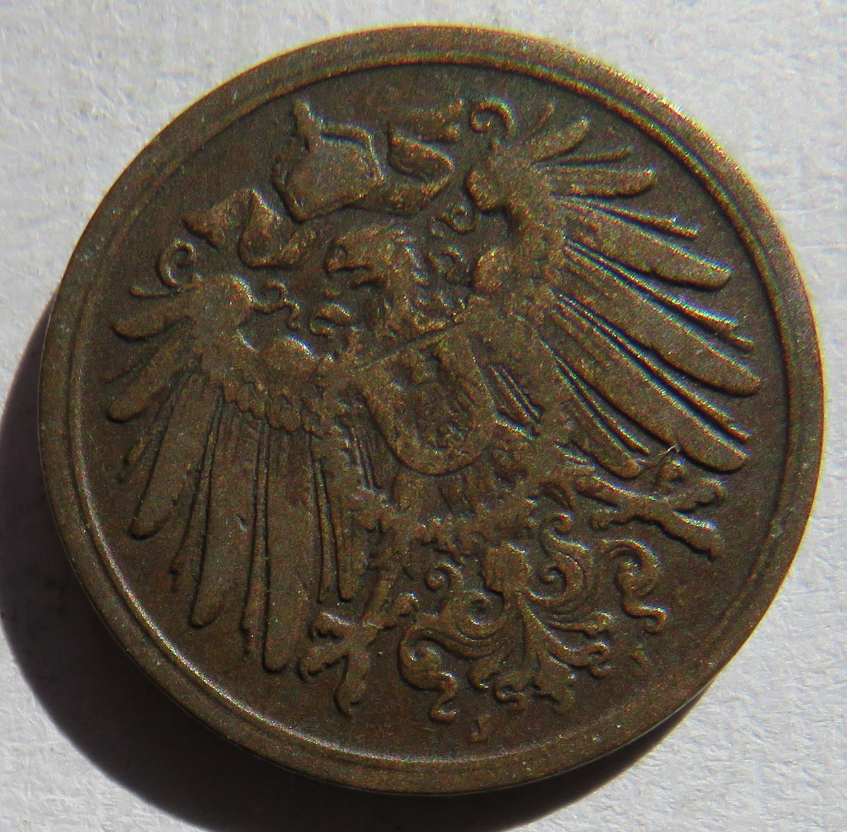 1908-J Germany One Pfennig Coin