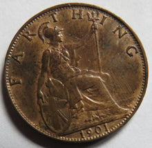 Load image into Gallery viewer, 1901 Queen Victoria Farthing Coin In Better Grade - Great Britain
