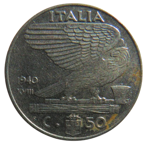 1940 Italy 50 Centesimi Coin